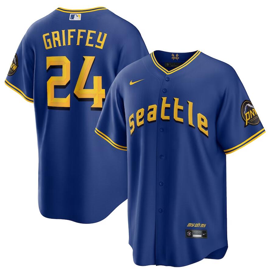 Wholesale Seattle Mariners 24 Ken Griffey Jr Mens Royal 2023 City Connect Player Jersey 8517